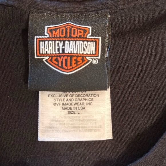 Harley Davidson Bert’s Black Widow Blue print on Black Tee Size Large - Picture 6 of 14